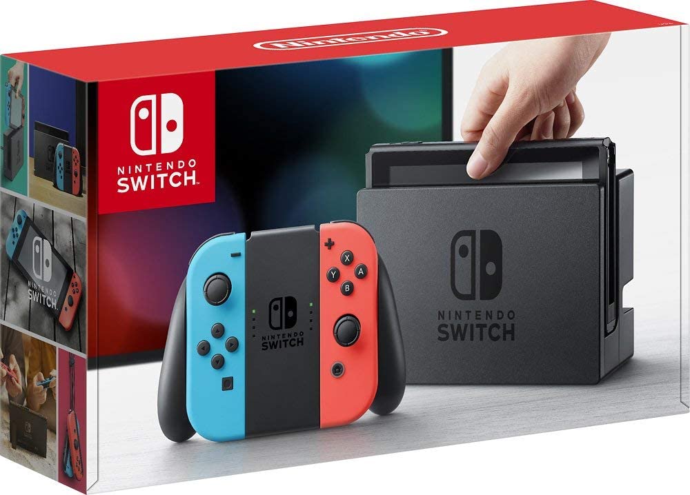 Nintendo Switch 32GB Console Video Games w/ 32GB Memory Card | Neon Red/Neon Blue Joy-Con | 1080p Resolution | 802.11ac WiFi | HDMI | Surround Sound | IR Motion Camera